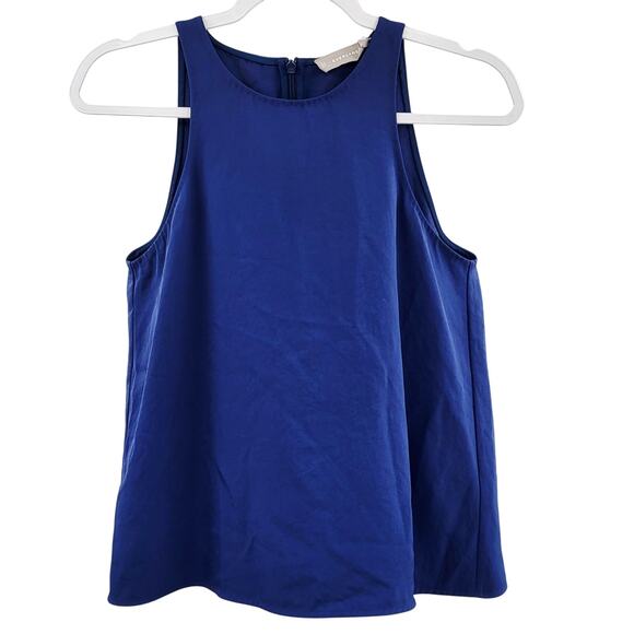 Everlane Tops - Everlane Navy Blue Zipper Back Draped 100% Triacetate Tank Top Women's Size 2